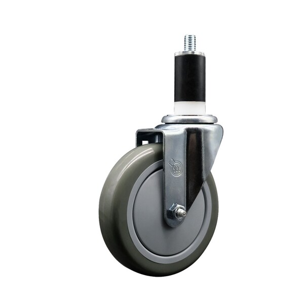 5'' SS Gray Poly Wheel Swivel 1-3/8'' Expanding Stem Caster